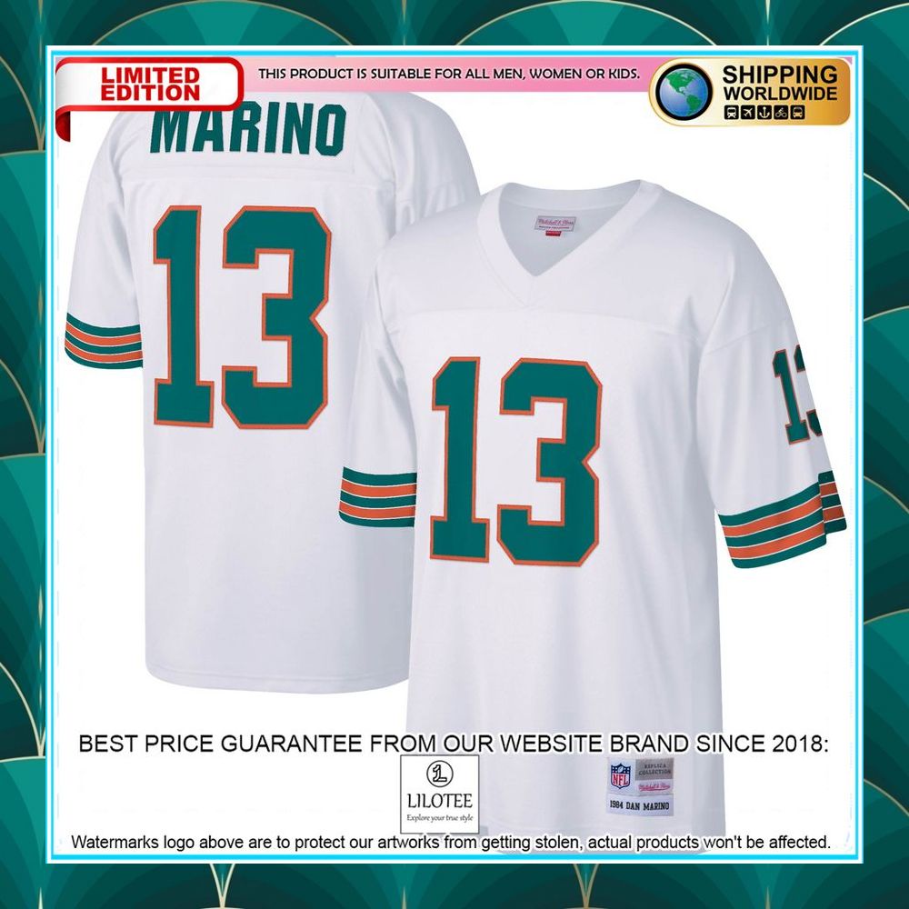 dan marino miami dolphins mitchell ness 1984 legacy replica white football jersey 1 128