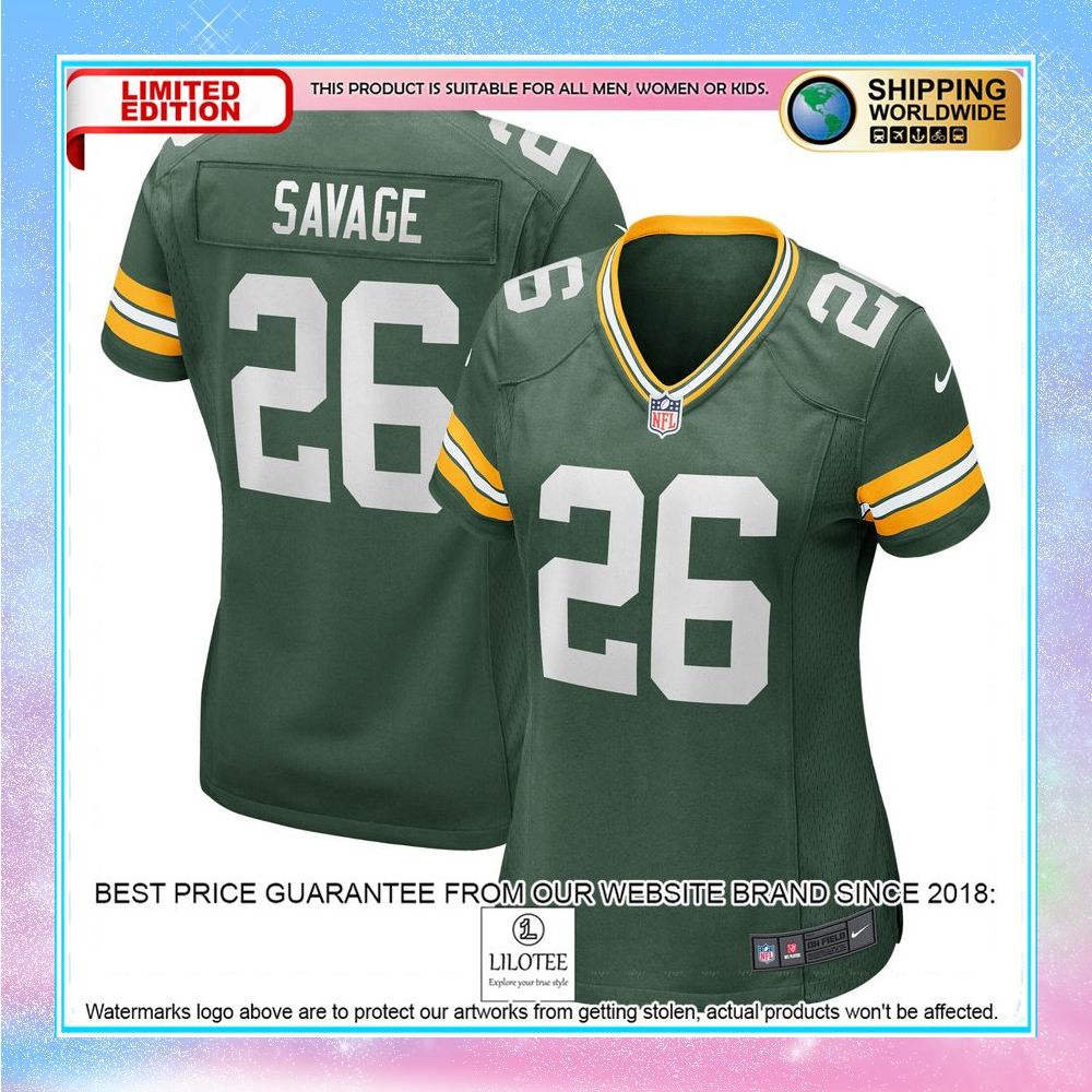 darnell savage green bay packers womens green football jersey 1 227