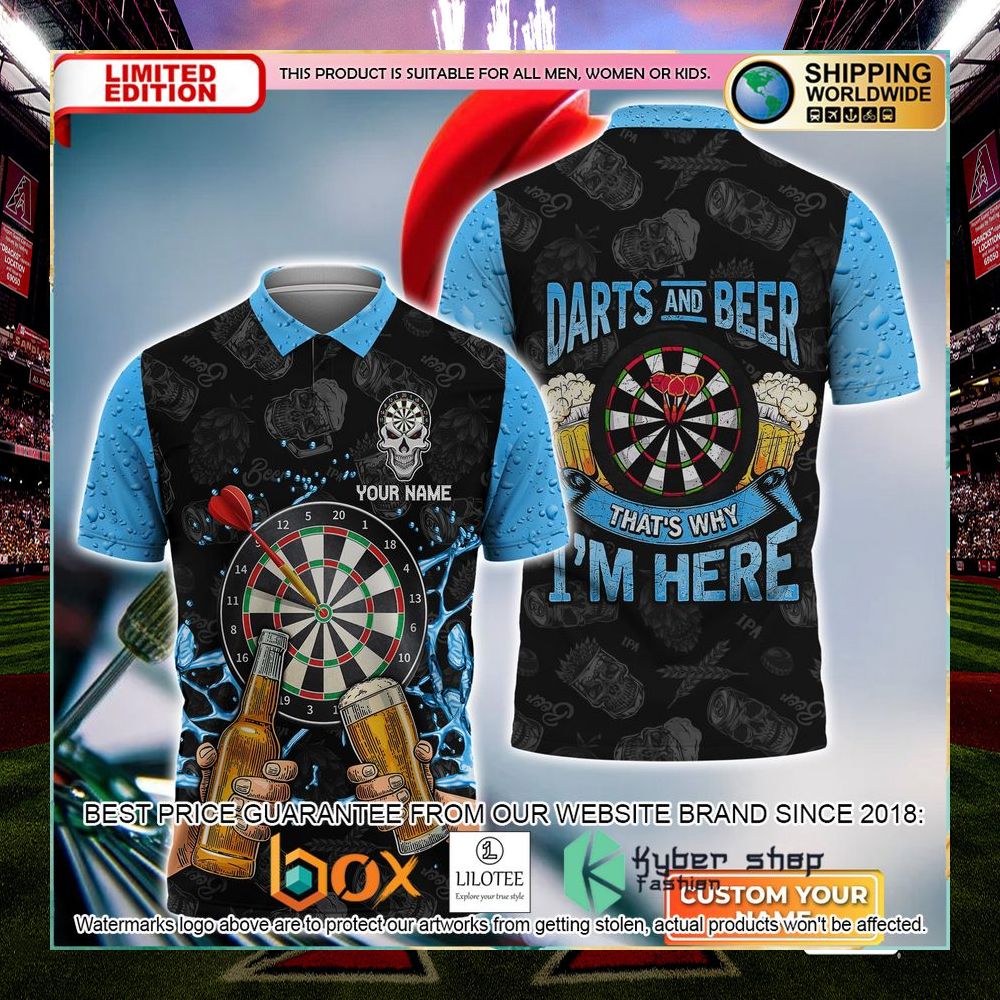 darts and beer thats why im here custom name polo shirt 1 22