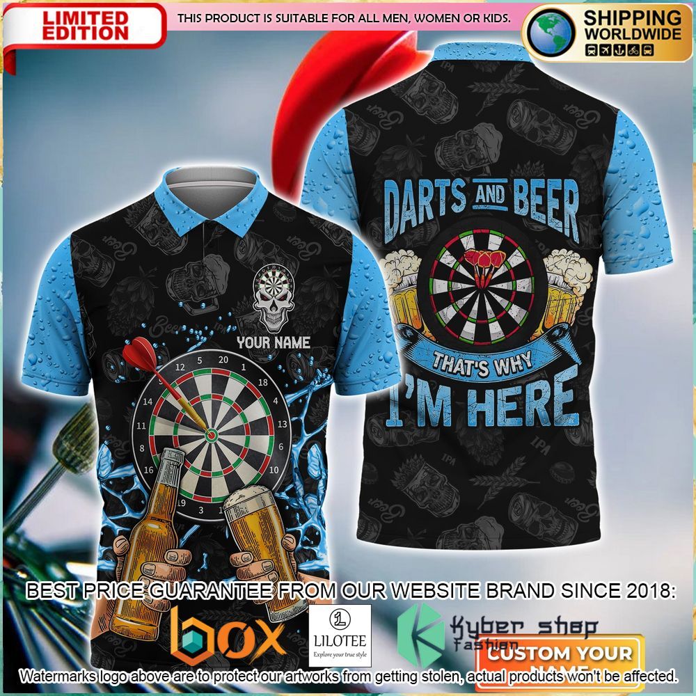 darts and beer thats why im here custom name polo shirt 1 931