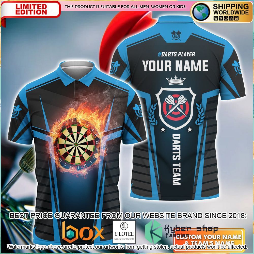 darts board in flames your name polo shirt 1 382