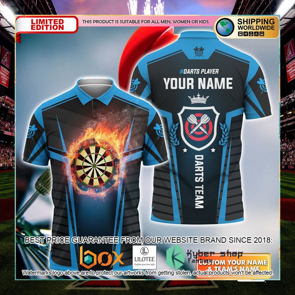 darts board in flames your name polo shirt 1 612