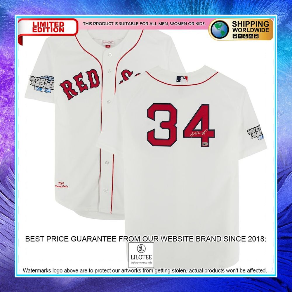 david ortiz boston red sox autographed mitchell and ness white baseball jersey 1 250