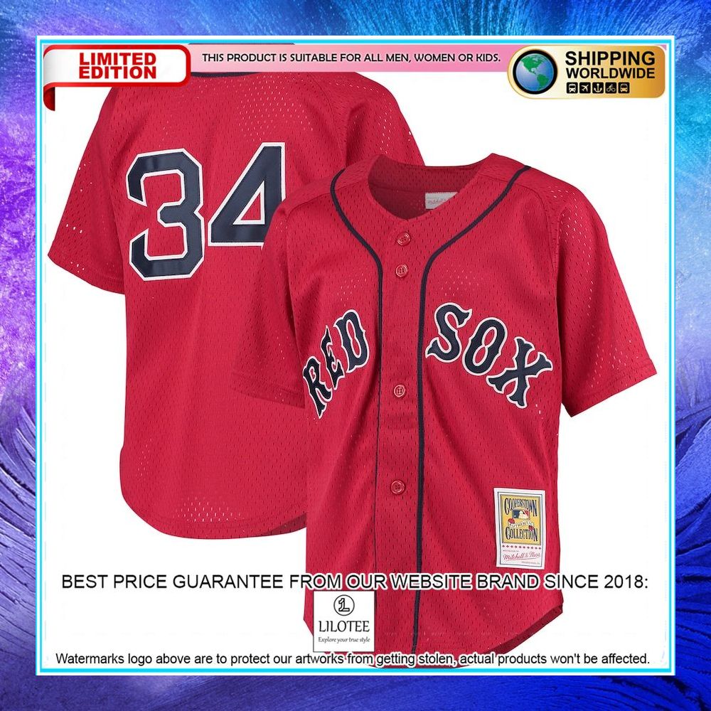 david ortiz boston red sox mitchell and ness youth cooperstown collection batting practice red baseball jersey 1 532