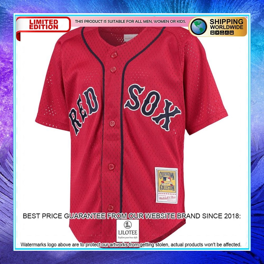 david ortiz boston red sox mitchell and ness youth cooperstown collection batting practice red baseball jersey 2 421