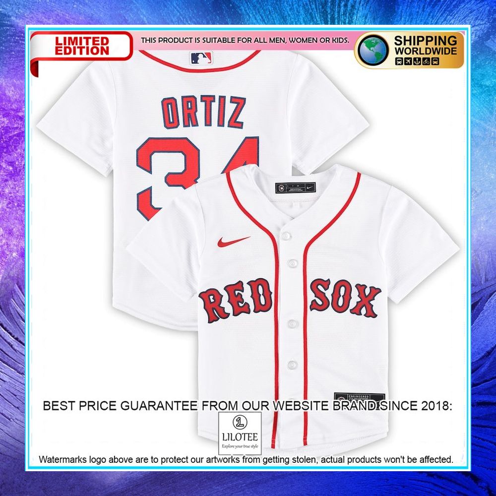 david ortiz boston red sox preschool 2022 hall of fame team player white baseball jersey 1 950