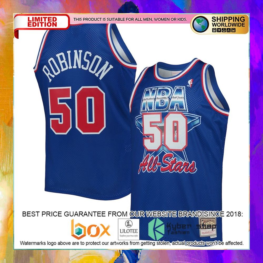 david robinson western conference 1992 nba all star game royal basketball jersey 1 468