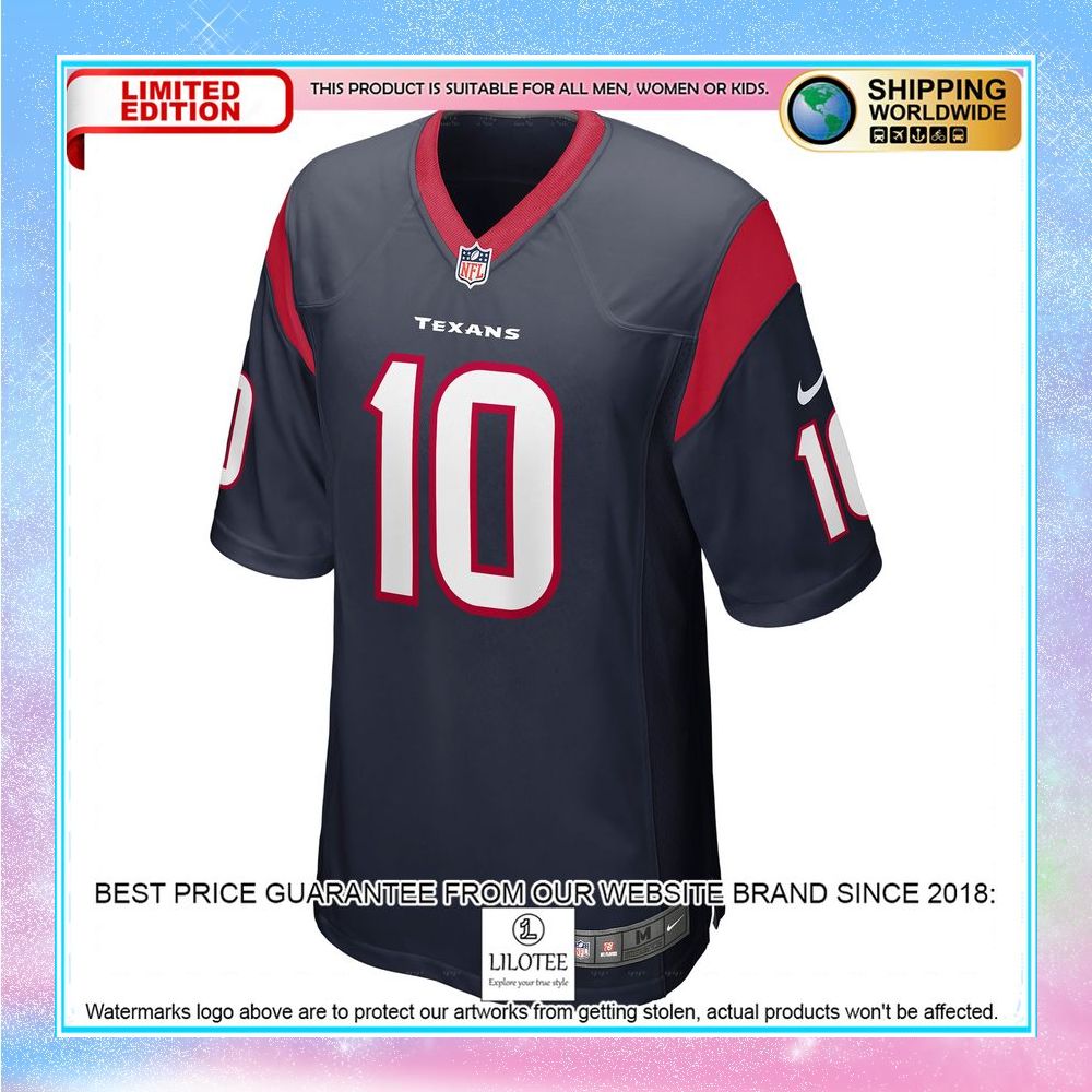 davis mills houston texans navy football jersey 2 597
