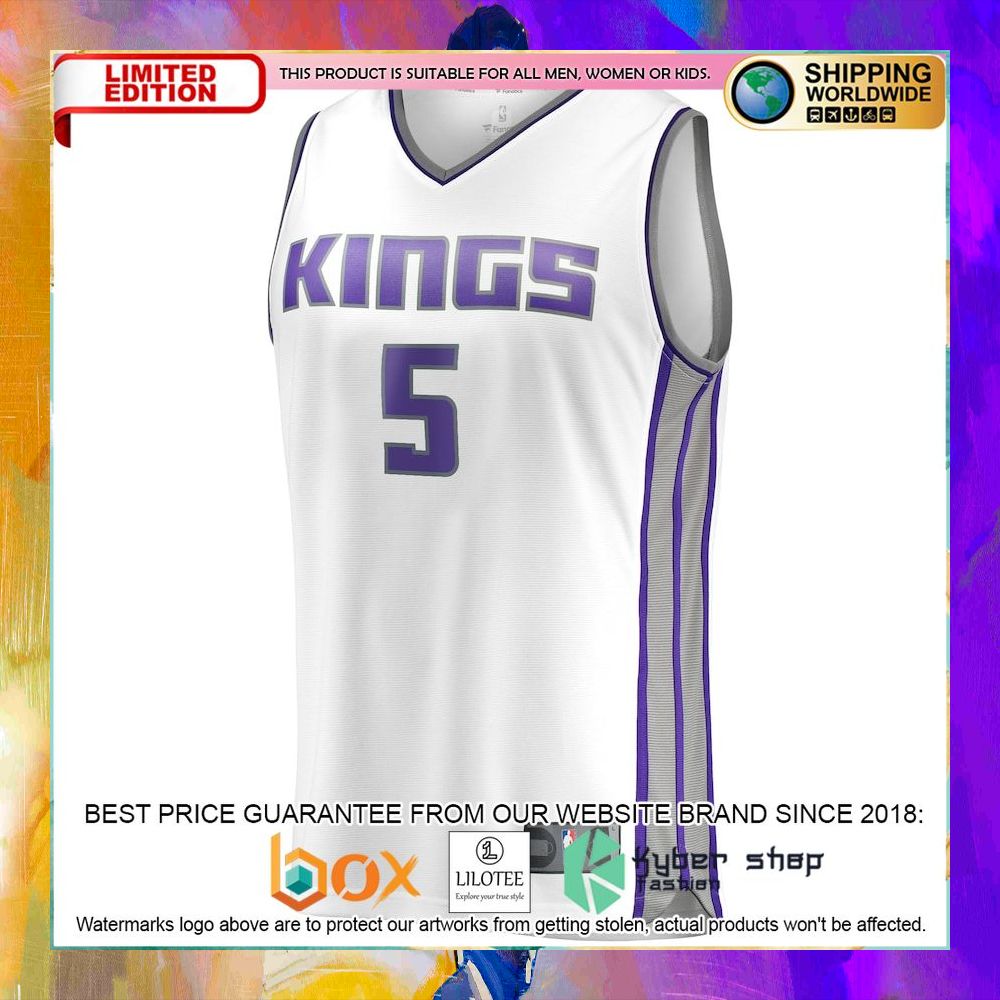 deaaron fox sacramento kings 2019 20 white basketball jersey 2 213