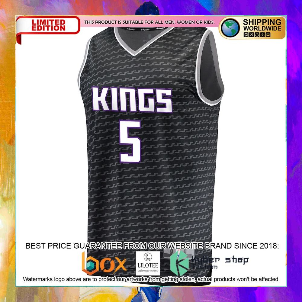 deaaron fox sacramento kings black basketball jersey 2 690