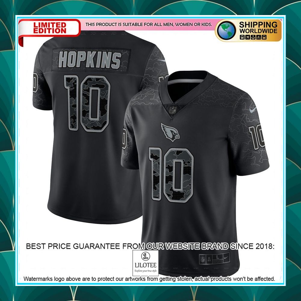 deandre hopkins arizona cardinals rflctv black football jersey 1 232