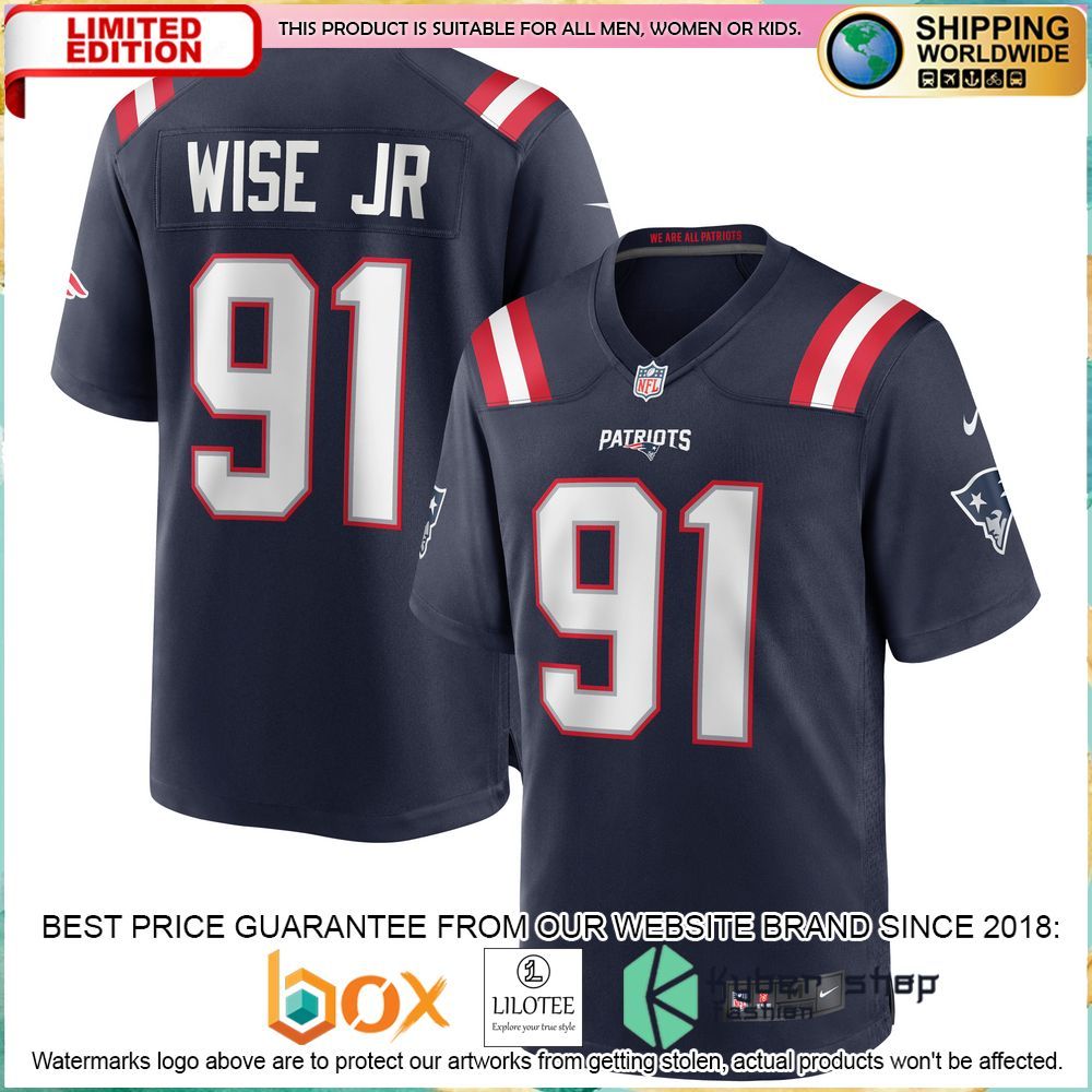 deatrich wise jr new england patriots nike navy football jersey 1 45