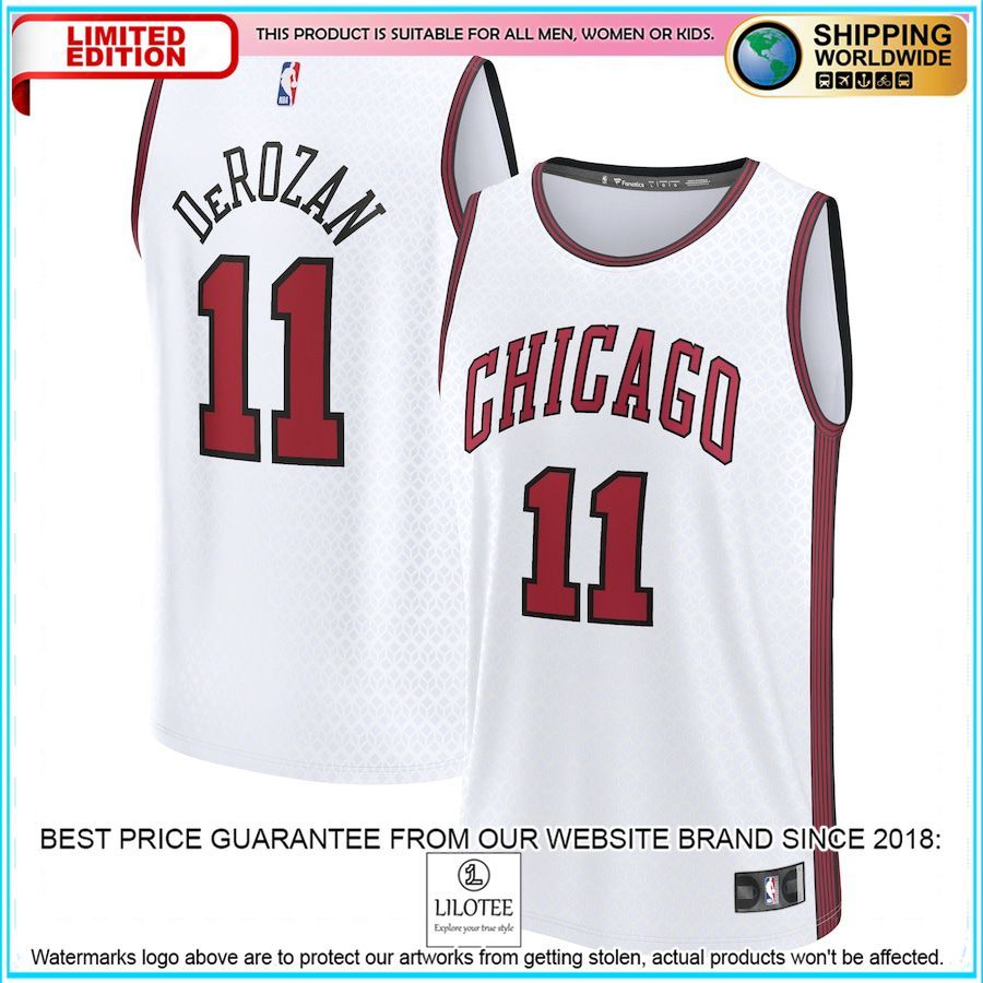 demar derozan chicago bulls 2022 23 white basketball jersey 1 971