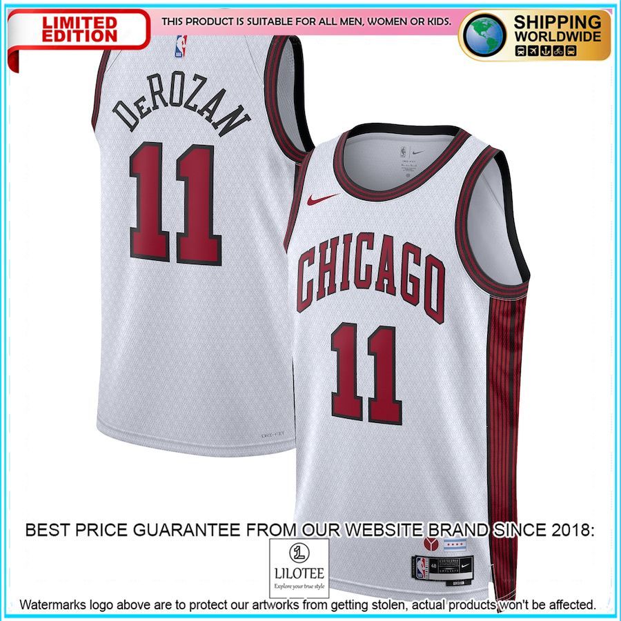 demar derozan chicago bulls nike 2022 23 white basketball jersey 1 834