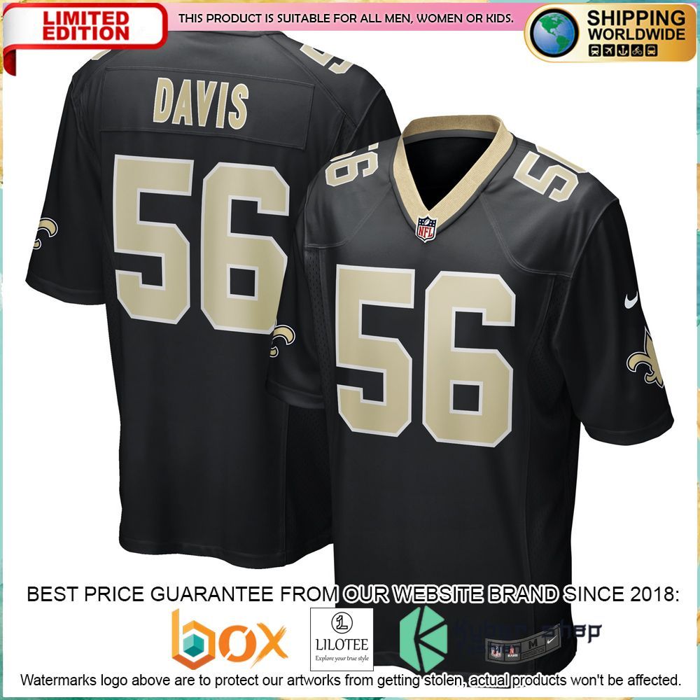 demario davis new orleans saints nike black football jersey 1 532