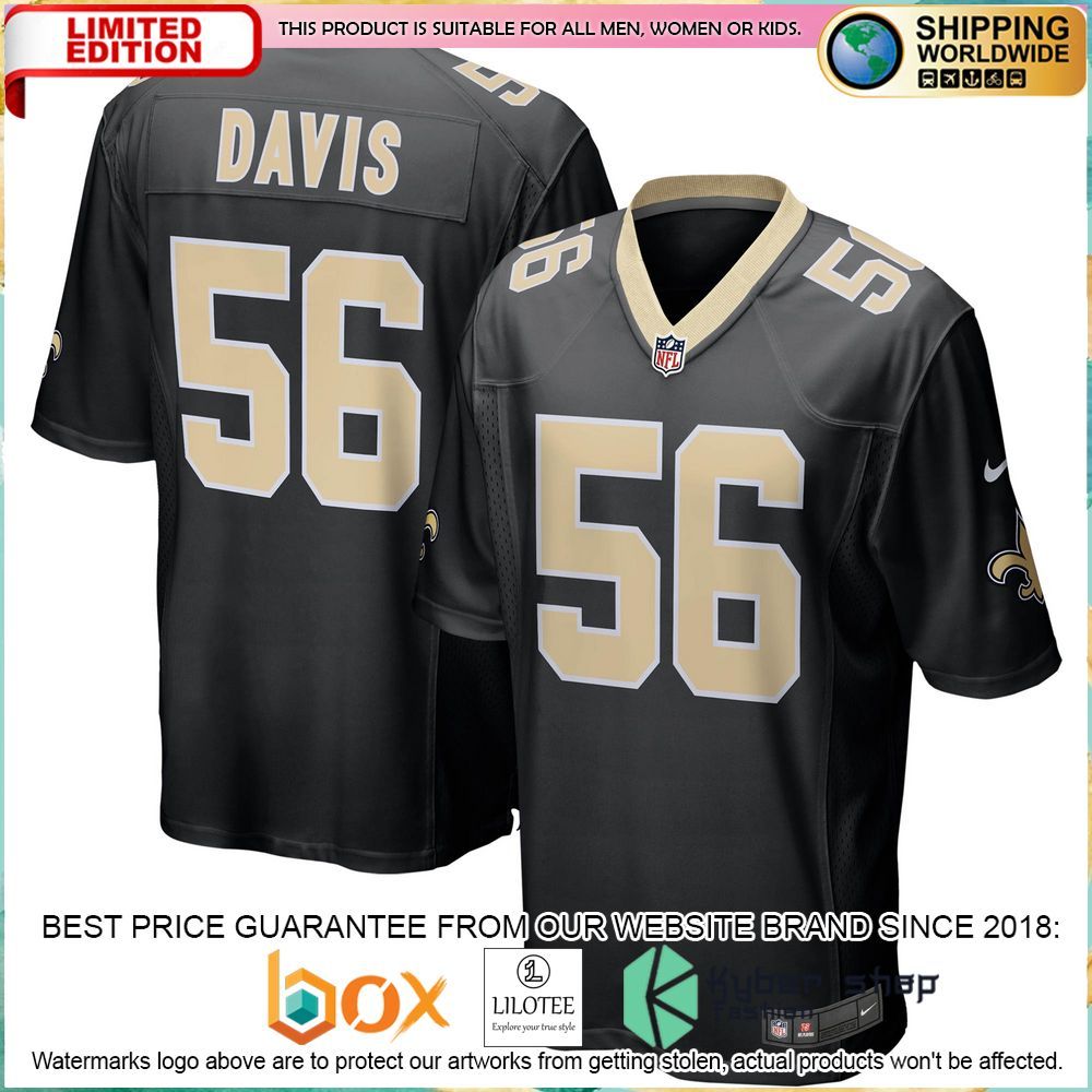 demario davis new orleans saints team nike black football jersey 1 833