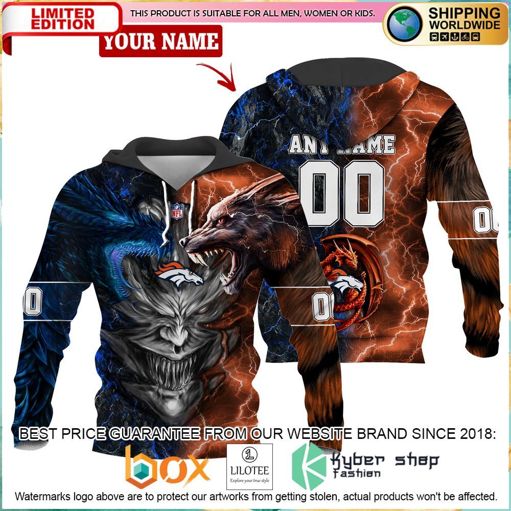 denver broncos demon face dragon wolf personalized hoodie pant 2 997