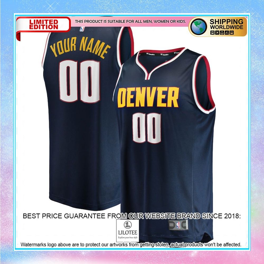 denver nuggets 2018 19 custom navy basketball jersey 1 987