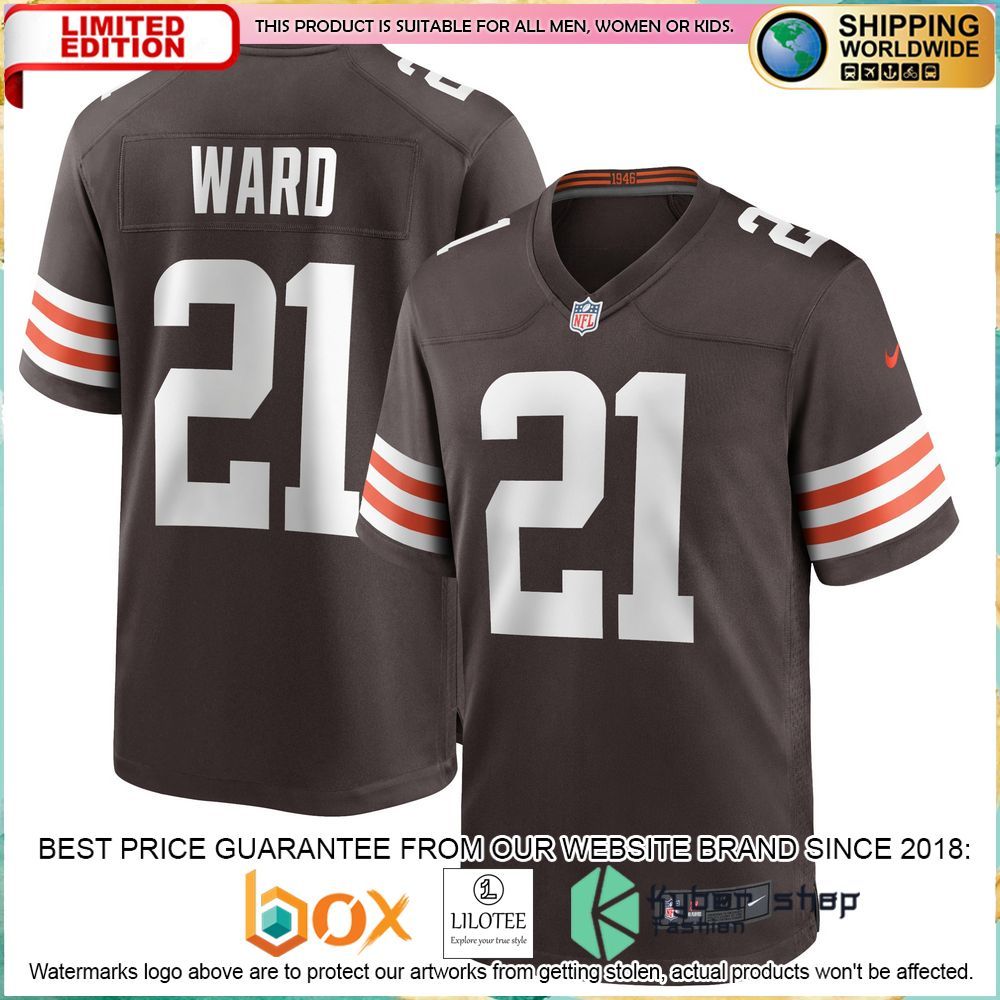 denzel ward cleveland browns nike brown football jersey 1 910
