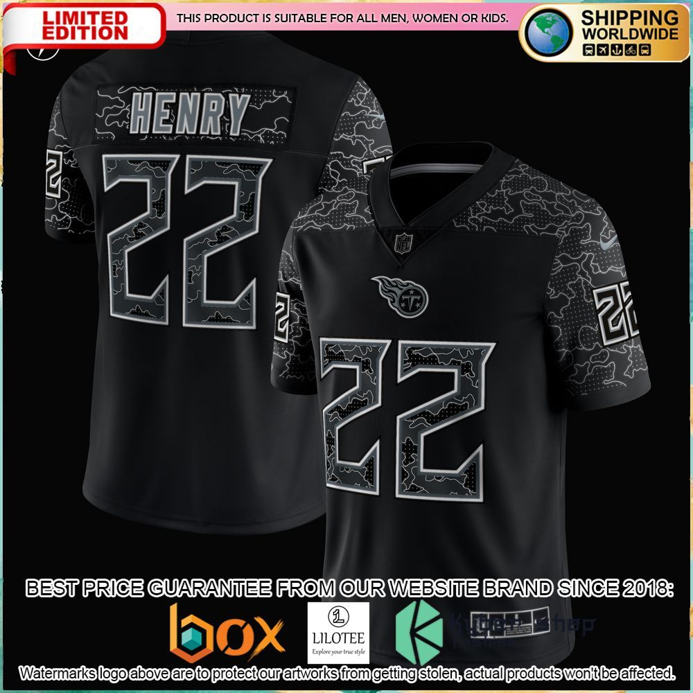 derrick henry tennessee titans nike rflctv black football jersey 2 785