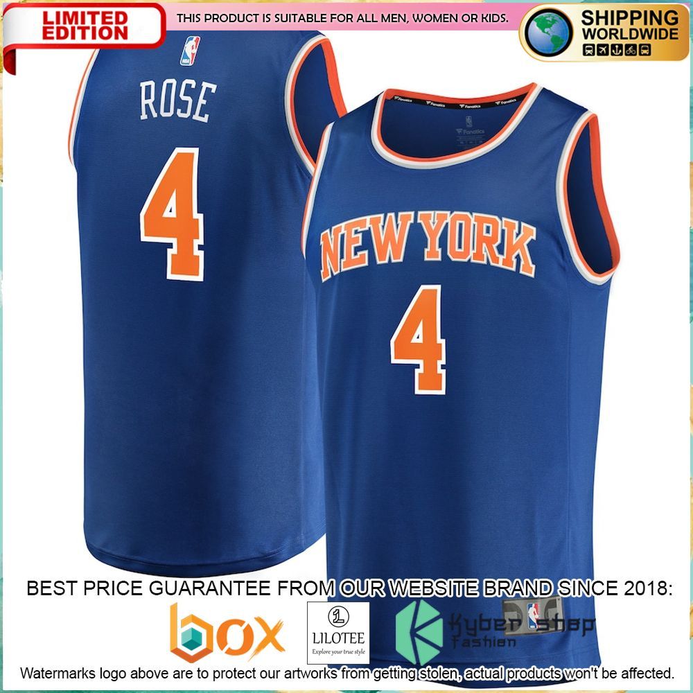 derrick rose new york knicks 2022 23 blue basketball jersey 1 140