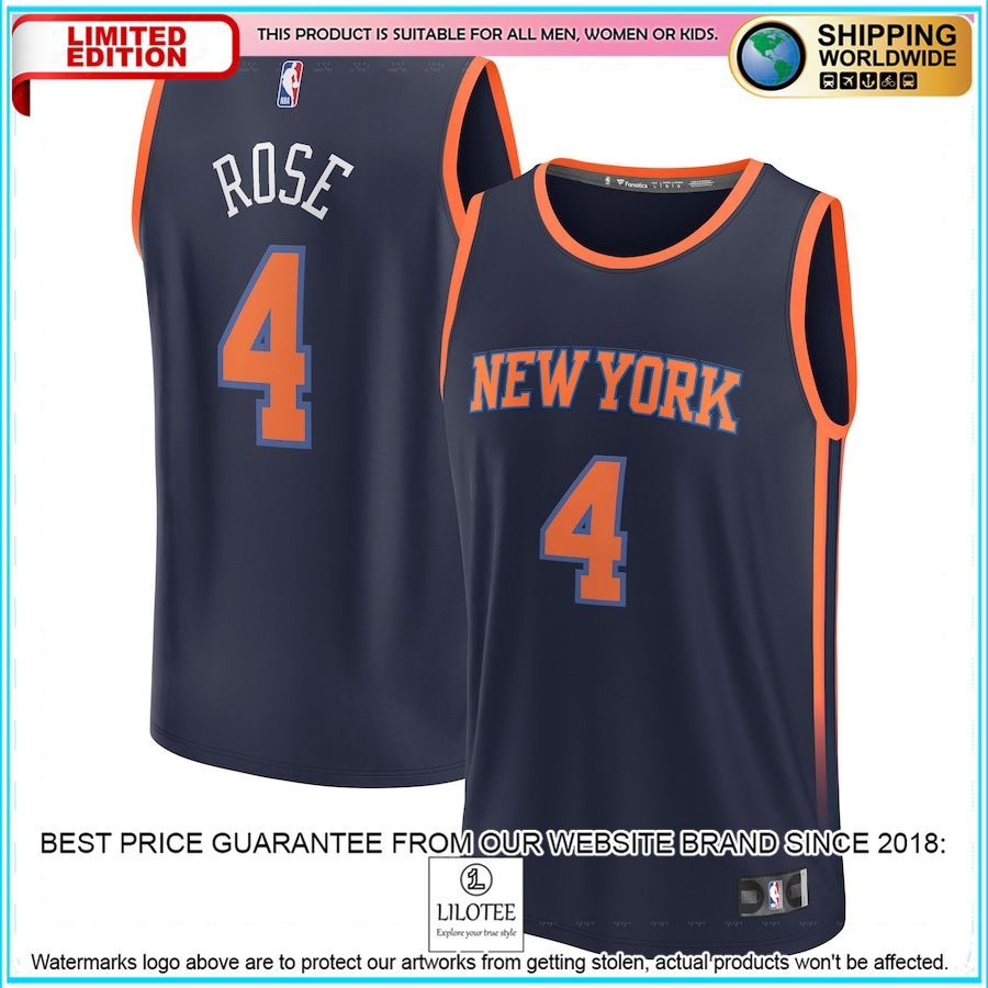 derrick rose new york knicks 2022 23 navy basketball jersey 1 154