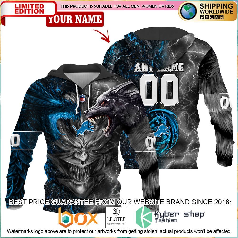 detroit lions demon face dragon wolf personalized hoodie pant 2 564
