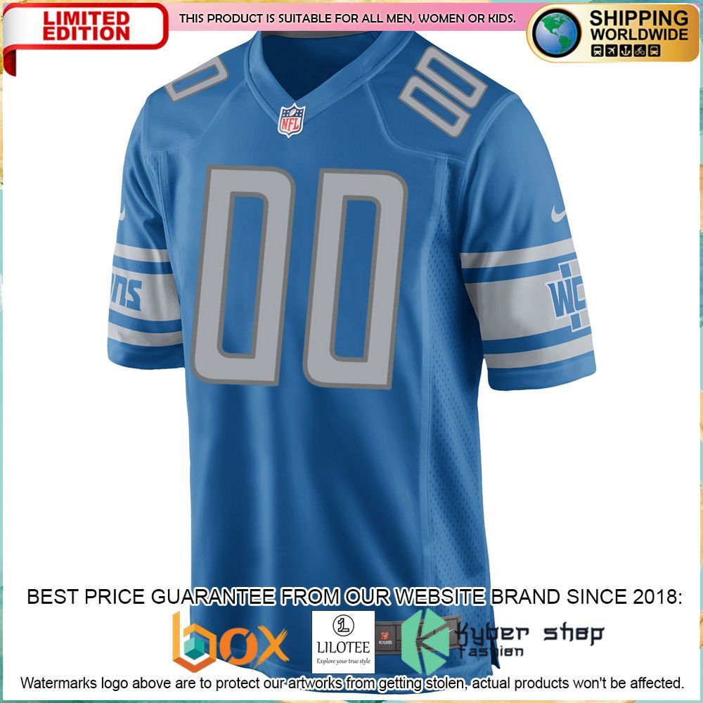 detroit lions nike custom blue football jersey 2 772