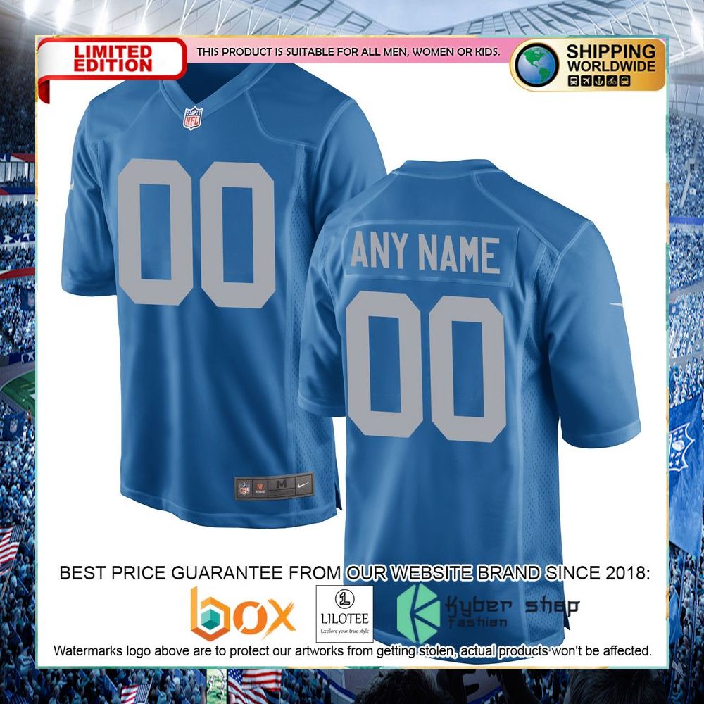 Detroit Lions Nike Throwback Custom Blue Football Jersey - LIMITED EDITION 5 detroit lions nike throwback custom blue football jersey 1 470