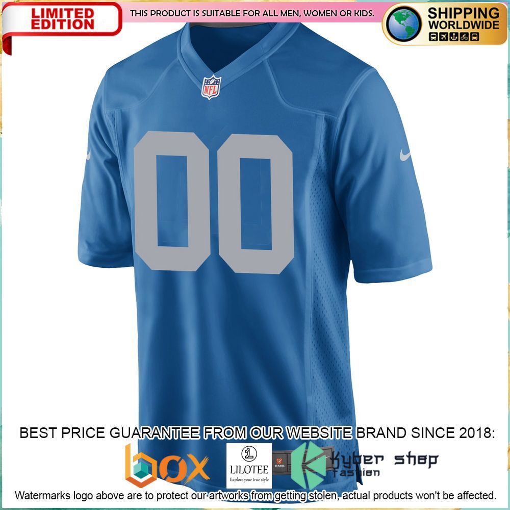 detroit lions nike throwback custom blue football jersey 2 819