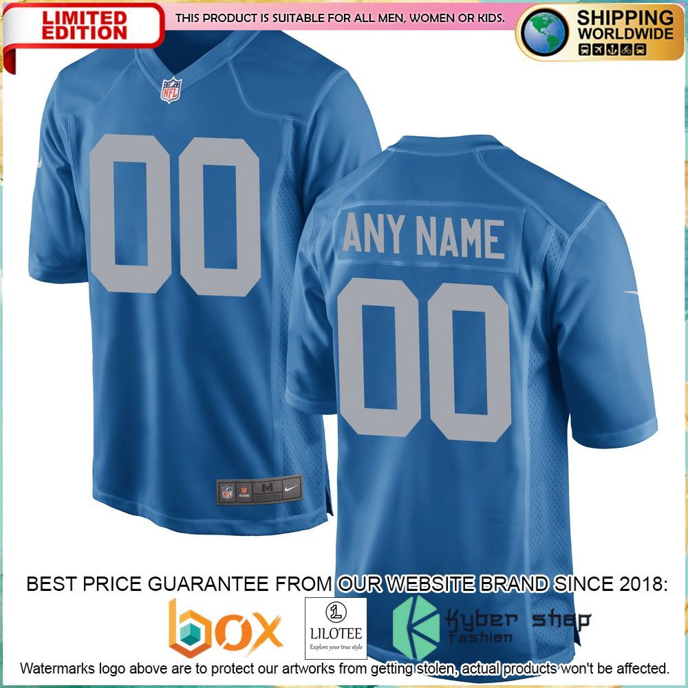 Detroit Lions Nike Throwback Custom Blue Football Jersey - LIMITED EDITION 4 detroit lions nike throwback custom blue football jersey 4 114