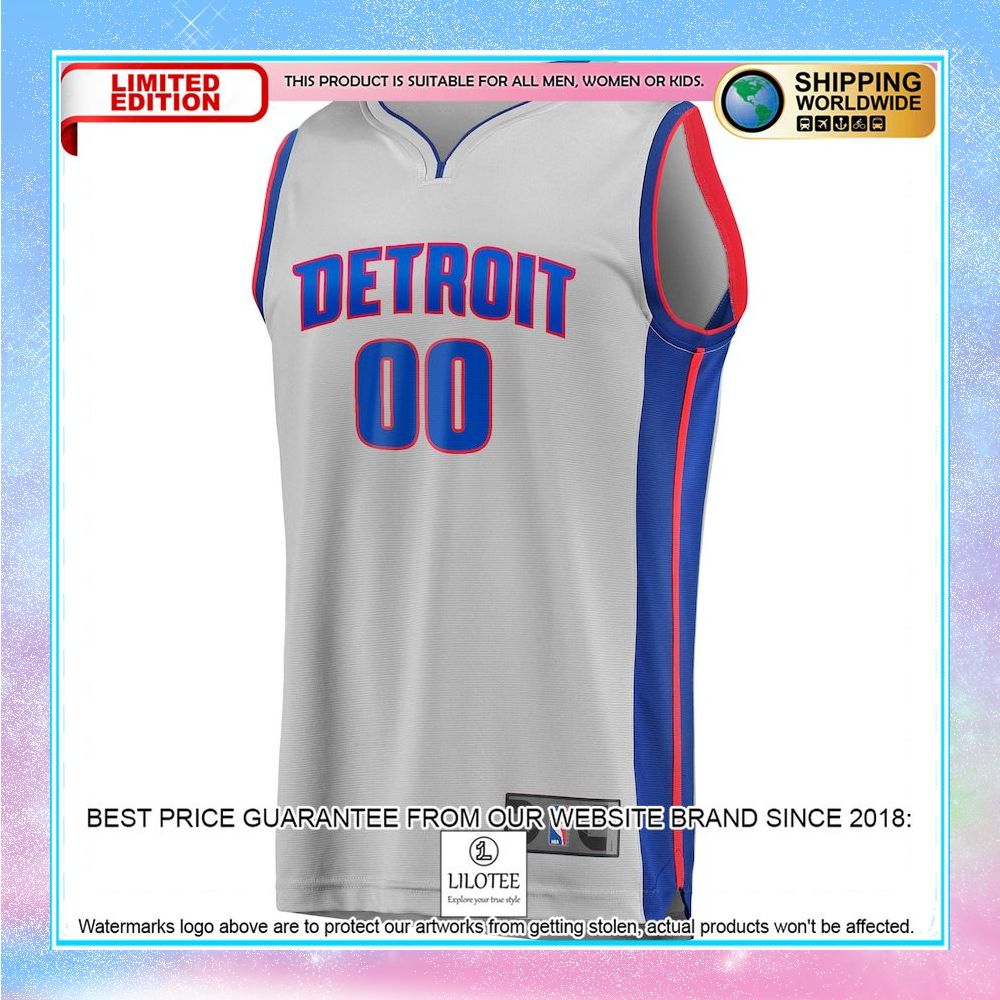 detroit pistons youth custom silver basketball jersey 2 843