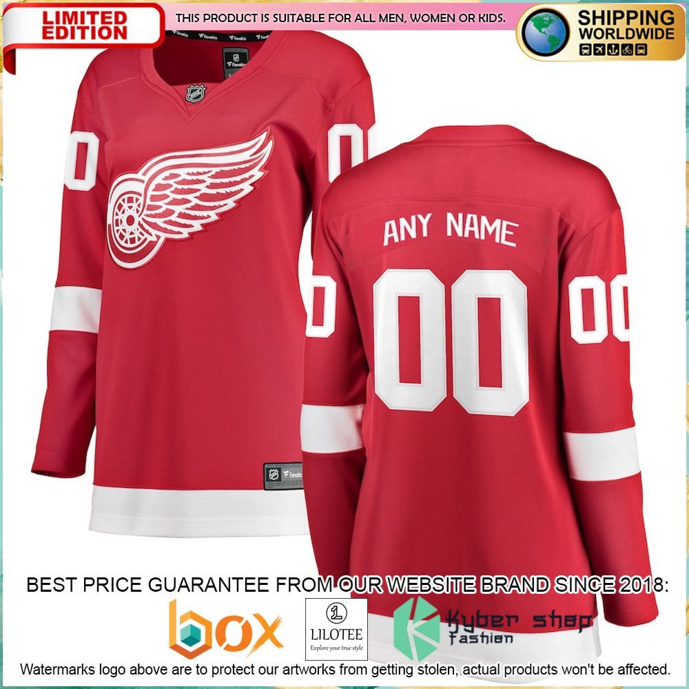 detroit red wings fanatics branded womens home custom red hockey jersey 1 718