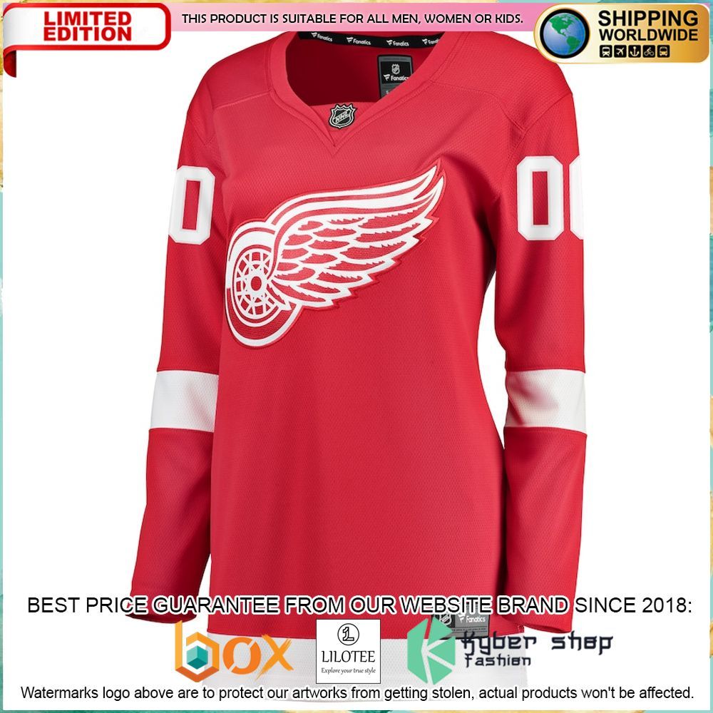 detroit red wings fanatics branded womens home custom red hockey jersey 2 872