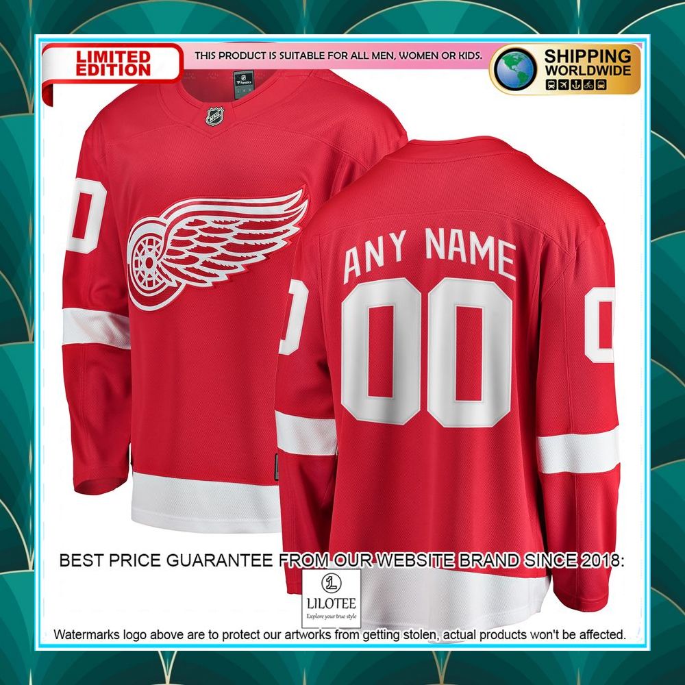 detroit red wings home custom red hockey jersey 2 337