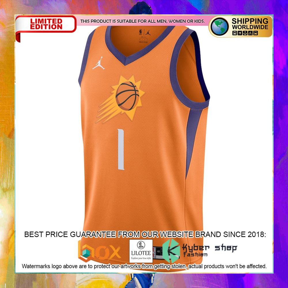 devin booker phoenix suns 2020 21 orange basketball jersey 2 393