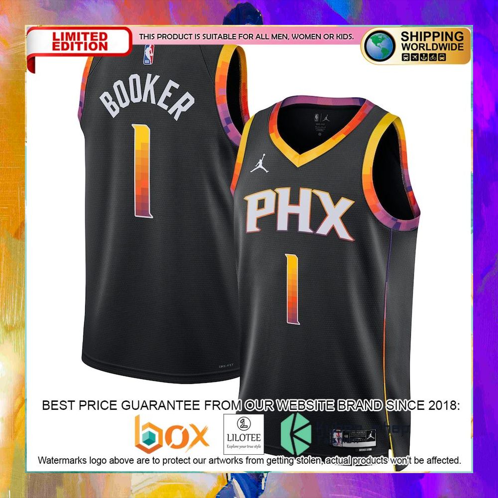 devin booker phoenix suns 2022 23 black basketball jersey 1 835