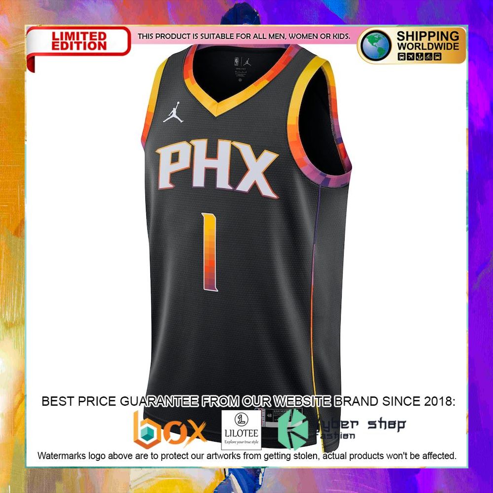 devin booker phoenix suns 2022 23 black basketball jersey 2 546