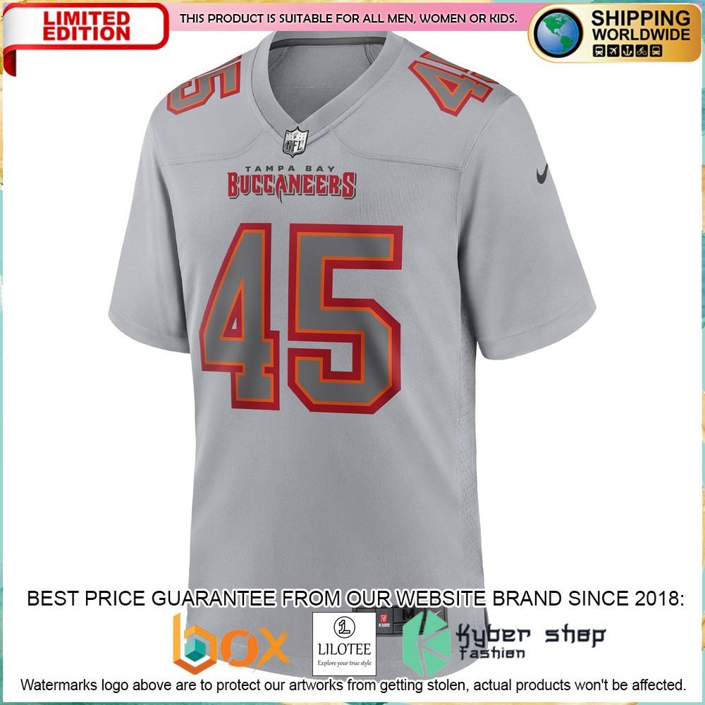 devin white tampa bay buccaneers nike gray football jersey 2 349