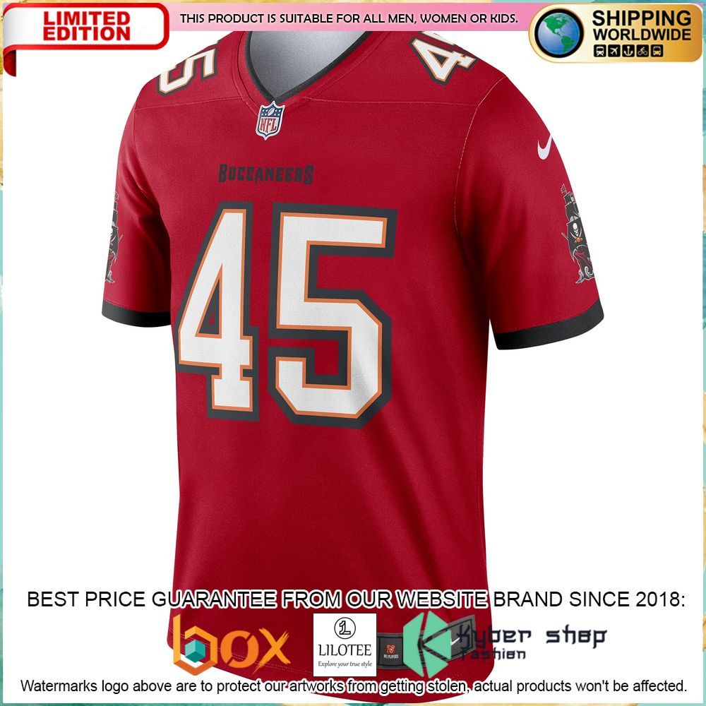 devin white tampa bay buccaneers nike legend red football jersey 2 797