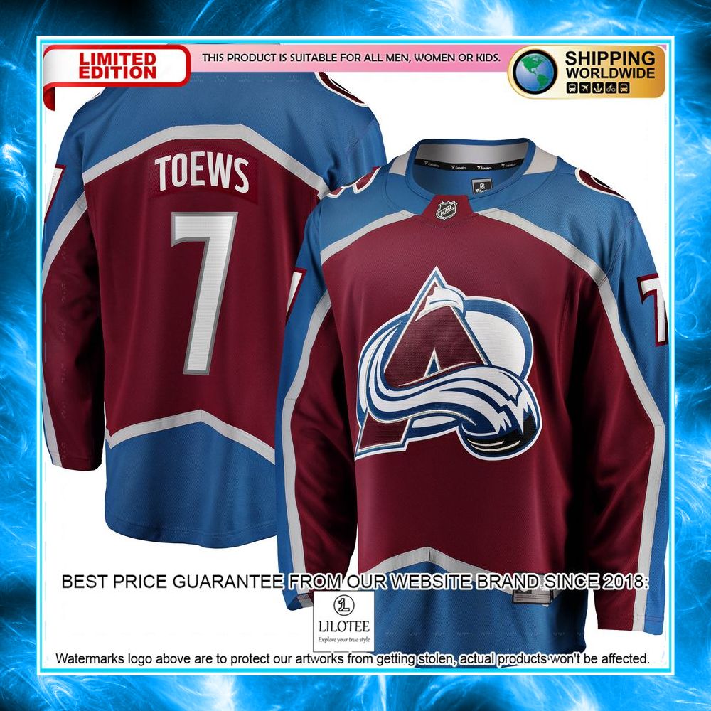 devon toews colorado avalanche burgundy hockey jersey 1 679