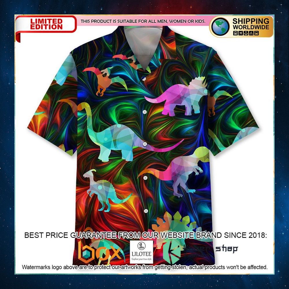 dinosaurs multicolor hawaiian shirt 1 441