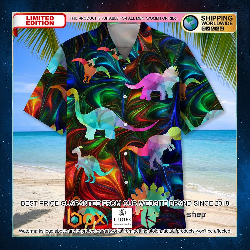 dinosaurs multicolor hawaiian shirt 2 937