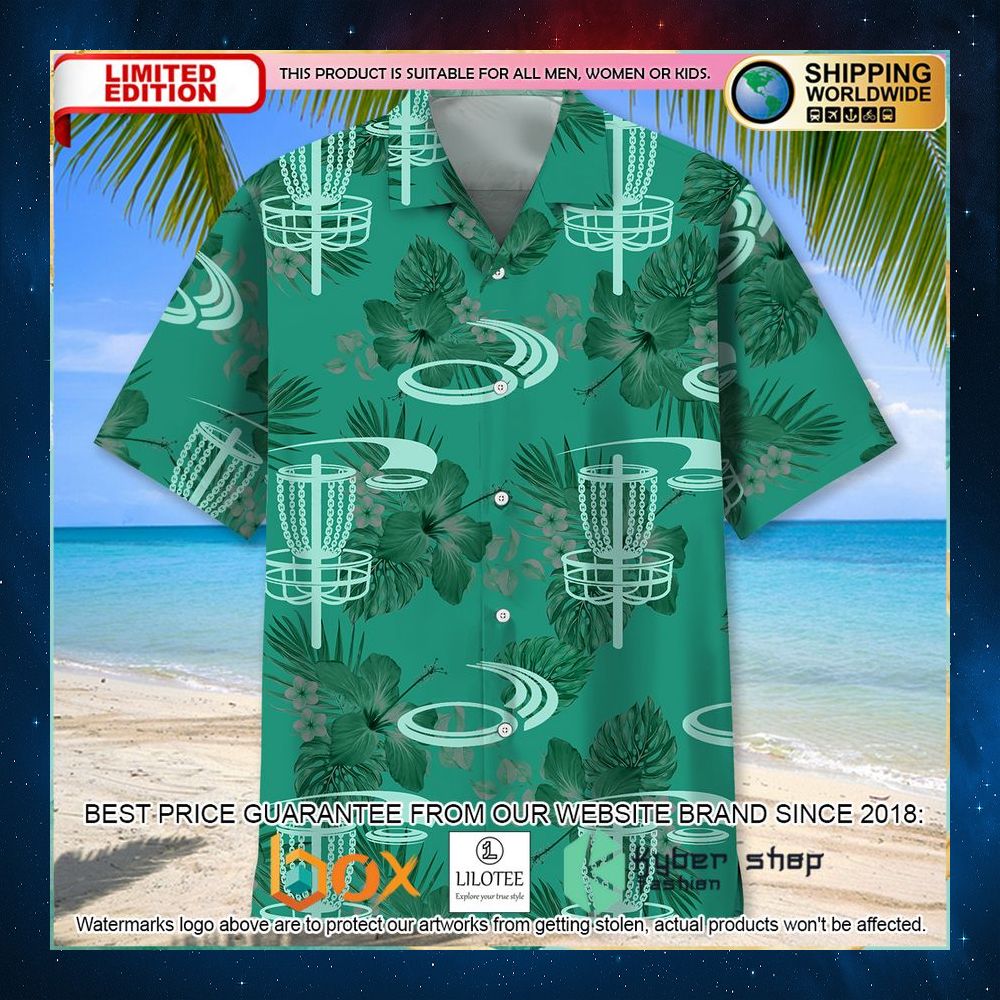 disc golf kelly green hawaiian shirt 2 685