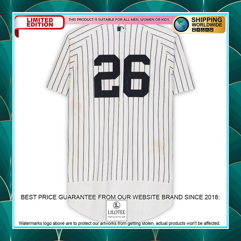 dj lemahieu new york yankees fanatics game used 26 white pinstripe baseball jersey 2 518