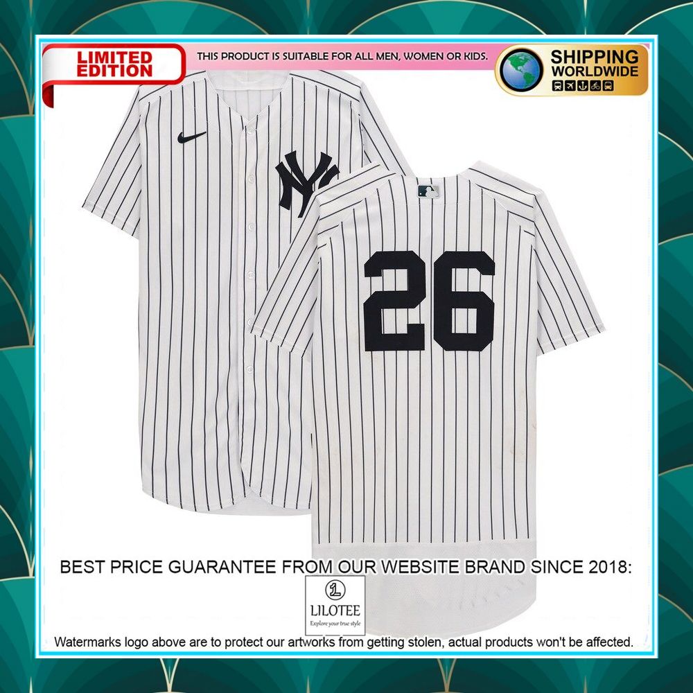 dj lemahieu new york yankees game used nike 26 baseball jersey 1 485