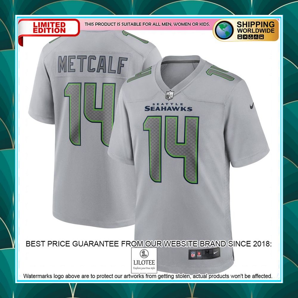 dk metcalf seattle seahawks atmosphere fashion gray football jersey 1 286