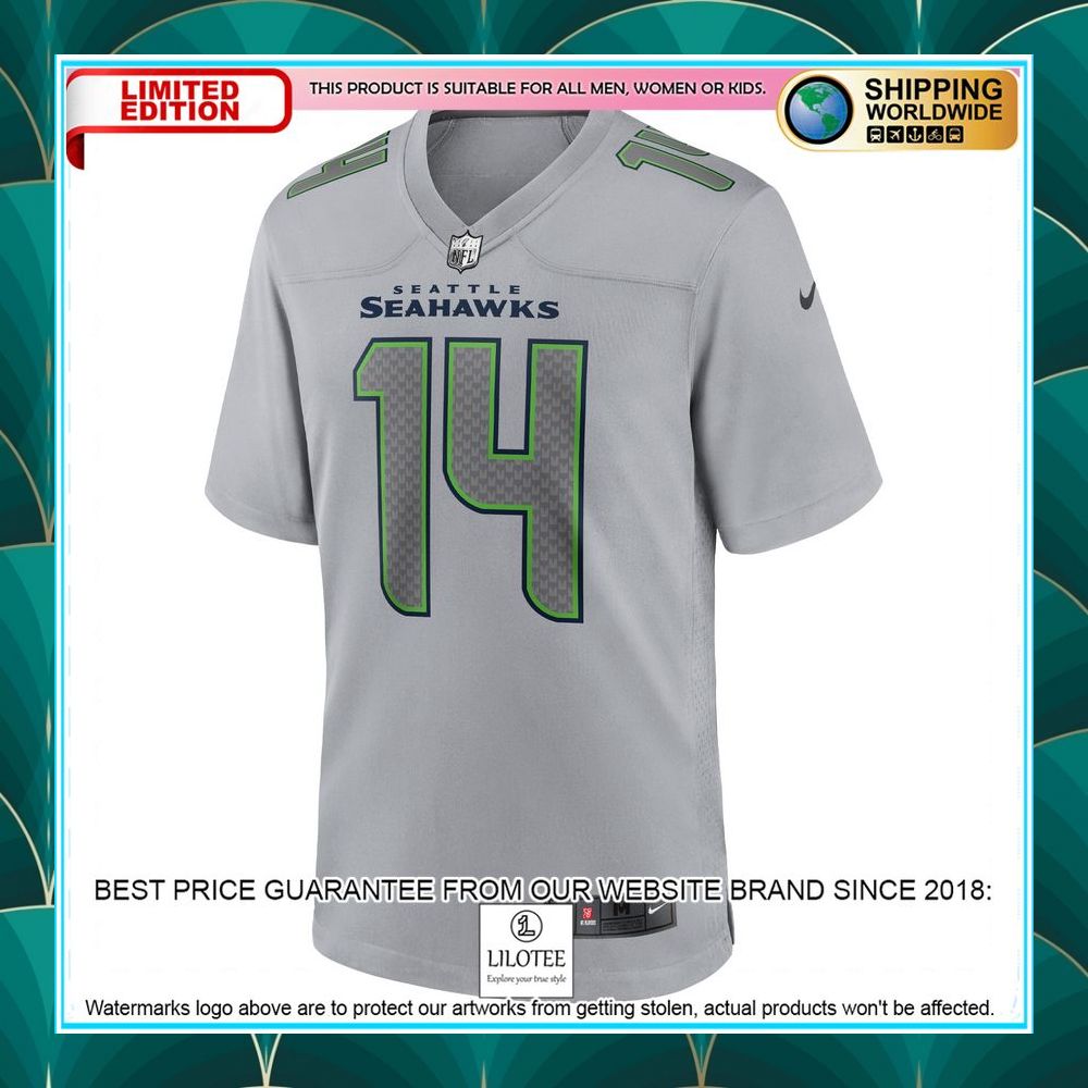 dk metcalf seattle seahawks atmosphere fashion gray football jersey 2 275