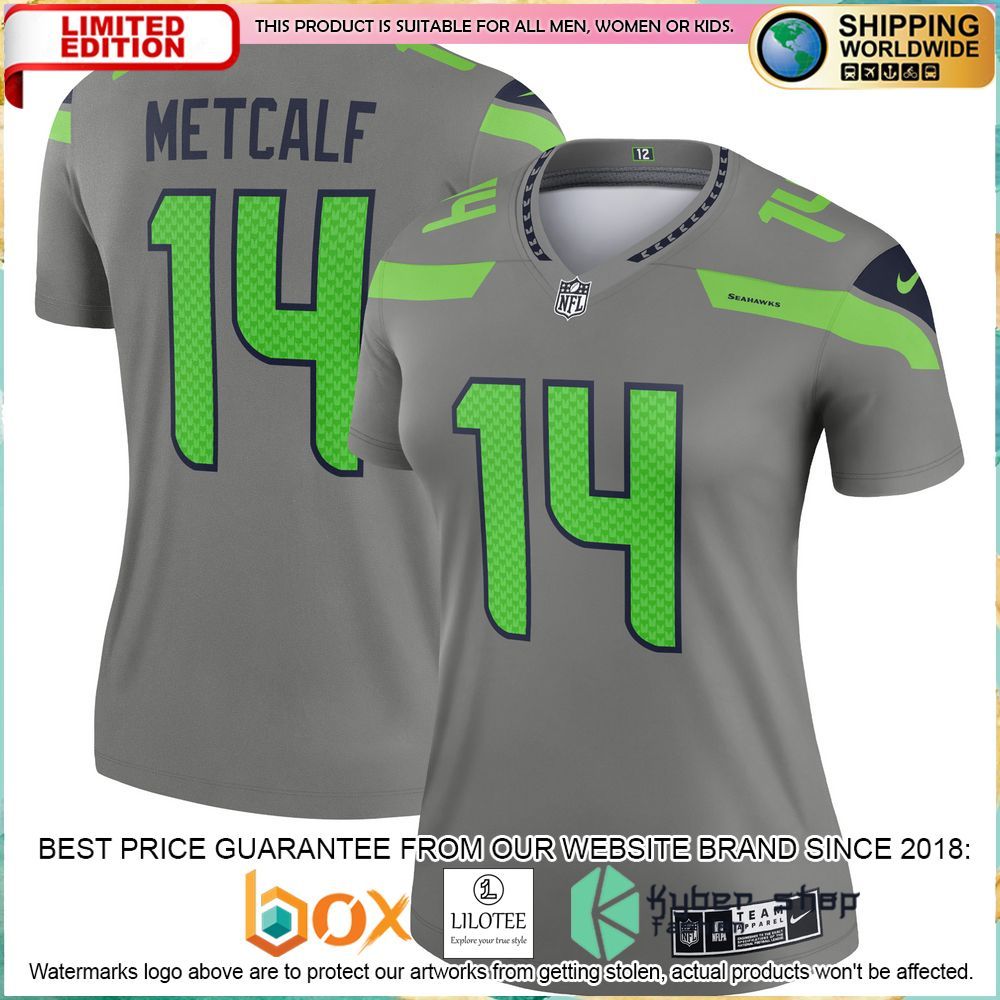 dk metcalf seattle seahawks nike womens inverted legend gray football jersey 1 684