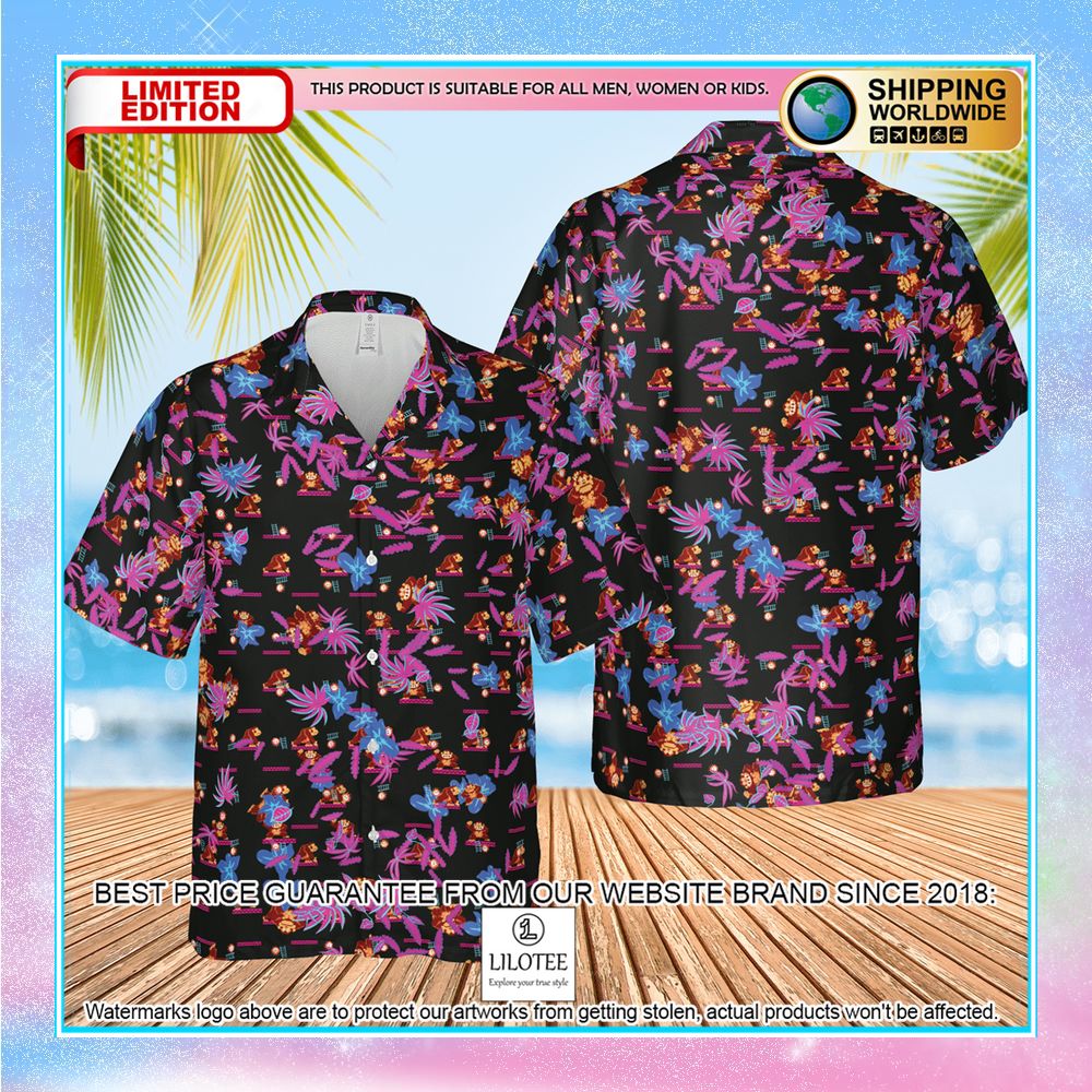 donkey kong pattern nintendo video games hawaiian shirt 2 950